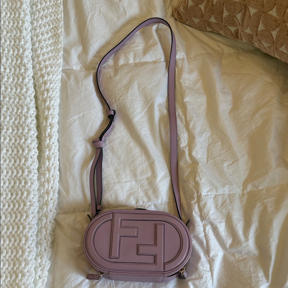Fendi Lilac Leather FF Logo Crossbody Bag